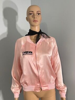 1950's Pink Ladies Satin Bomber Jacket – Grease Costume Jacket w/Scarf
